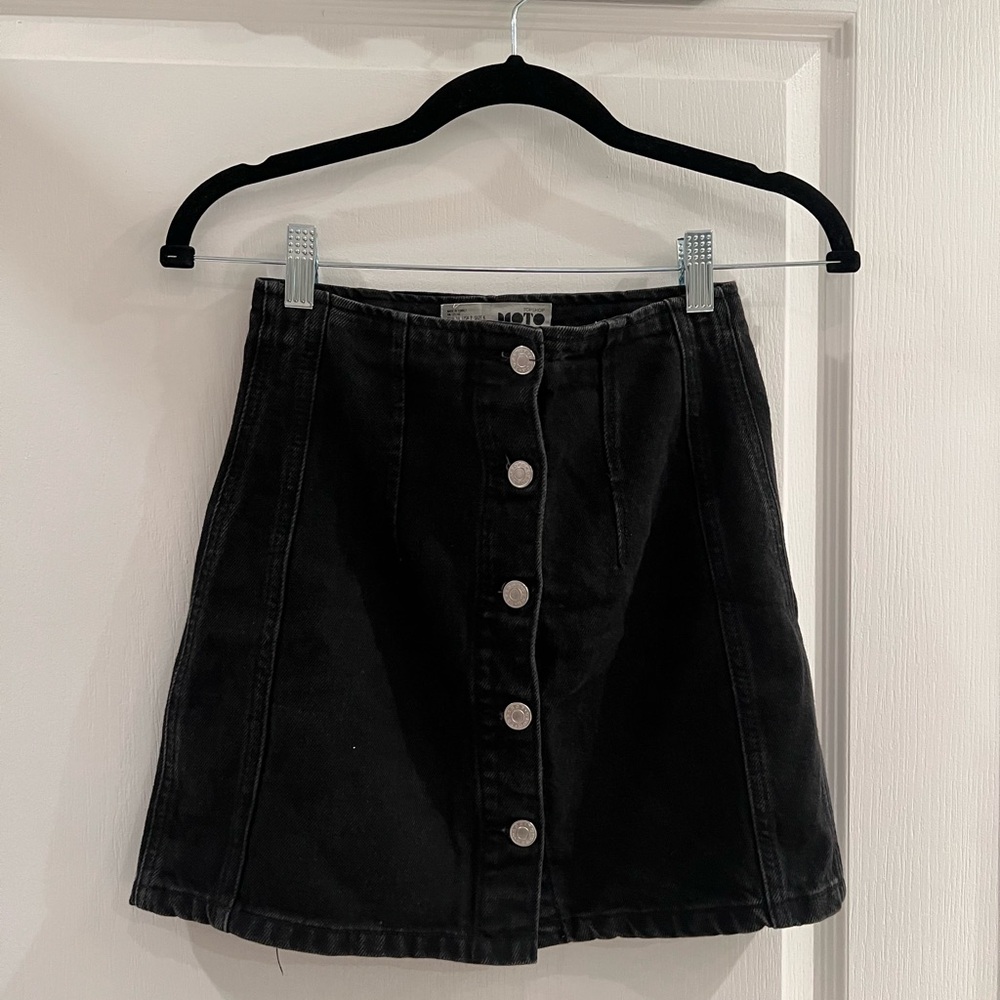 Top shop black denim skirt